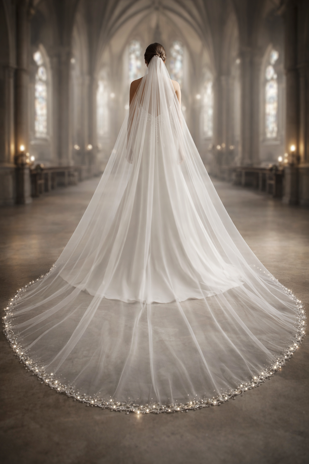 Cathedral Pearl Edge Veil Claudia